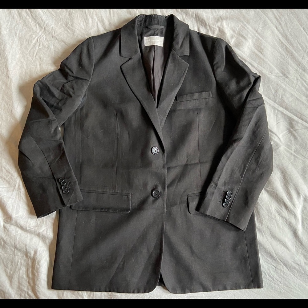 Everlane Black Cotton Linen Blazer, Sz. 8